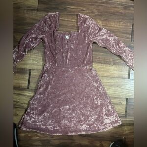 Aeropostale blush pink velour fairy babydoll dress medium prom cocktail romantic